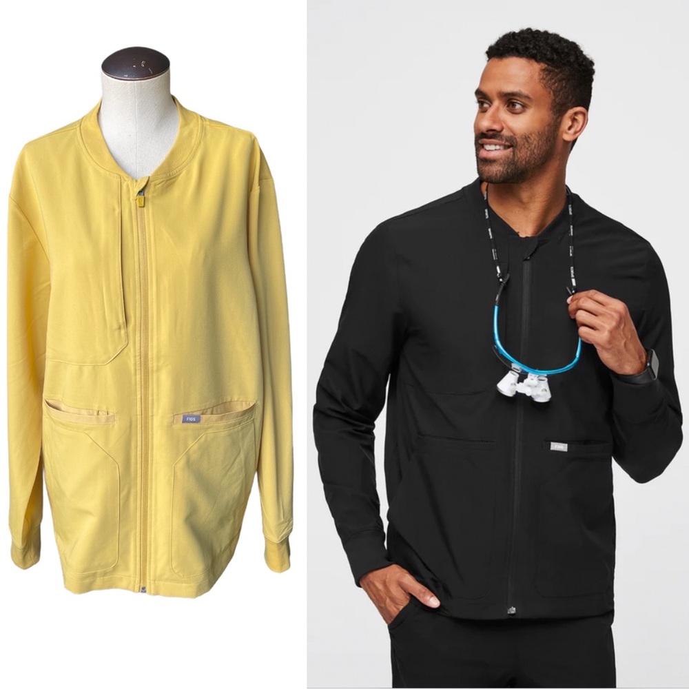 Figs Mens Zapote 2.0 Scrub Jacket in Gold Yellow